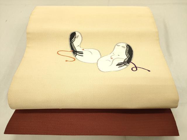 平和屋着物●爪掻き本綴れ　八寸名古屋帯　面　正絹　逸品　DABD0045op
