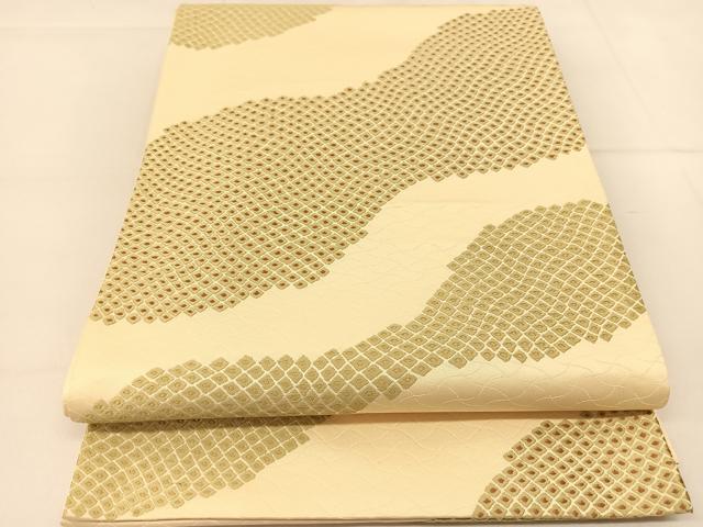 平和屋着物◎六通柄袋帯　唐織　鹿の子分銅文様　正絹　逸品　BAAT8226yc