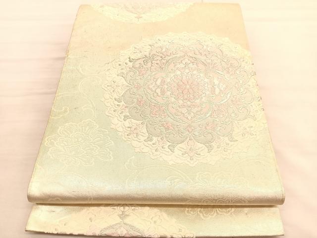 平和屋着物◎六通柄袋帯　唐織　正倉院　銀糸　正絹　逸品　BAAV3393hv