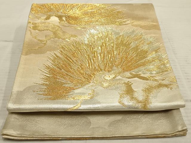平和屋着物◎六通柄袋帯　松葉文　金銀糸　引箔　正絹　逸品　AAAP1124tm