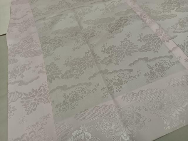 平和屋着物■半襦袢　無双仕立て　小振袖用　二尺袖用　草花地紋　洗える着物　AAAU2405mf