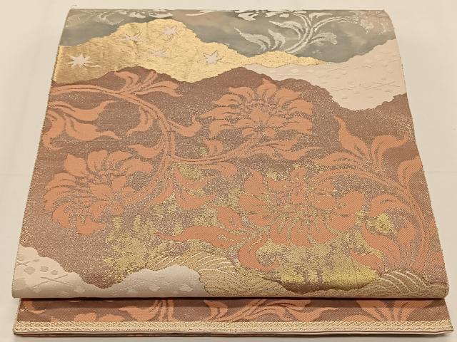 平和屋着物◎六通柄袋帯 道長更紗花文 金銀糸 正絹 逸品 CAAY0909qv