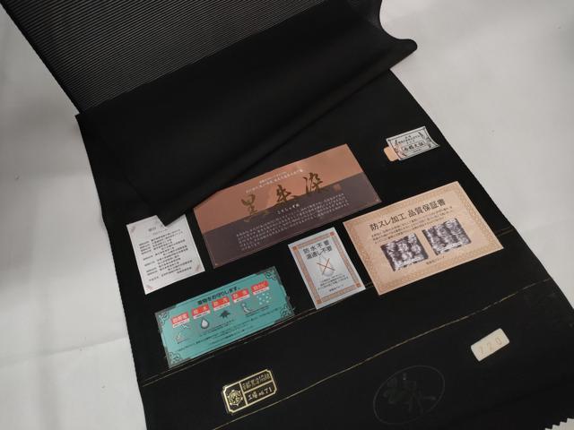 平和屋着物＊夏物　黒紋付　黒反物　着尺　絽　五泉　黒朱染　逸品　未使用　DAAW8001zzz