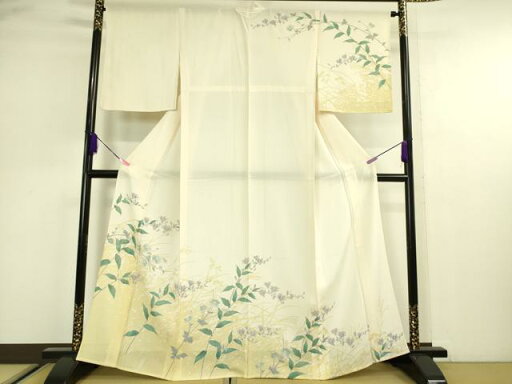 平和屋本店■極上 夏物 訪問着 絽縮緬 秋草文 金彩 逸品 DZAA2839kh5 平和屋本店■極上 夏物 訪問着 絽縮緬 秋草文 金彩 逸品 DZAA2839kh5