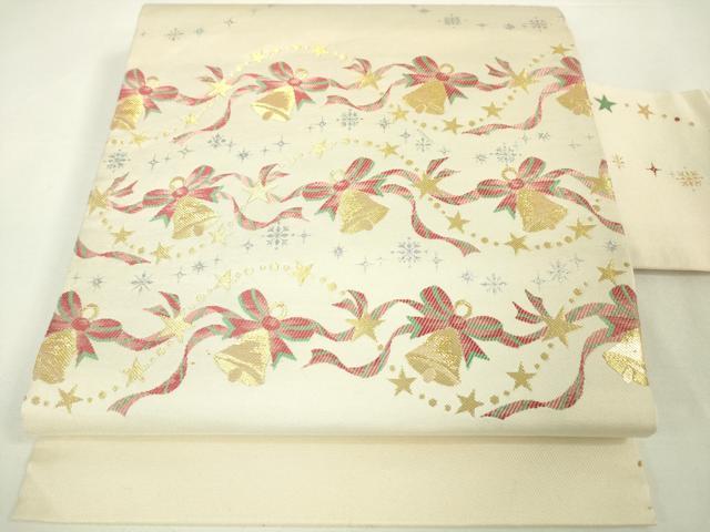 平和屋本店■極上 九寸名古屋帯 クリスマス ベル 金銀糸 逸品 未使用 DZAA2899kh5