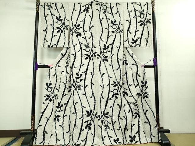 平和屋本店●極上　本疋田絞り　小紋　枝葉文　逸品　DZAB0853kh5