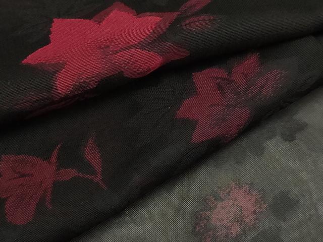 平和屋着物＊夏物　小紋　紗　草花文　洗える着物　AAAY0436sx