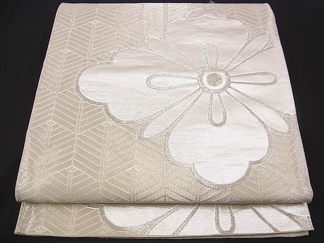 平和屋着物■六通柄袋帯 花菱文 銀糸 逸品 n-jx0365
