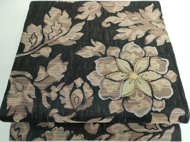 平和屋本店■極上　両面　六通柄袋帯　螺鈿箔　すくい織　草花　鳥獣戯画　黒地　金糸　鈴乃屋扱い　逸品　DZAA5120kh5