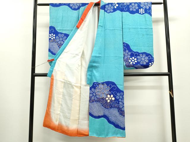 平和屋の平和屋着物[]七五三　女の子　7歳　祝着　四つ身　袋帯セット　駒刺繍　絞り　花唐草文　金彩　逸品　CAAZ7182ze｜アングル2