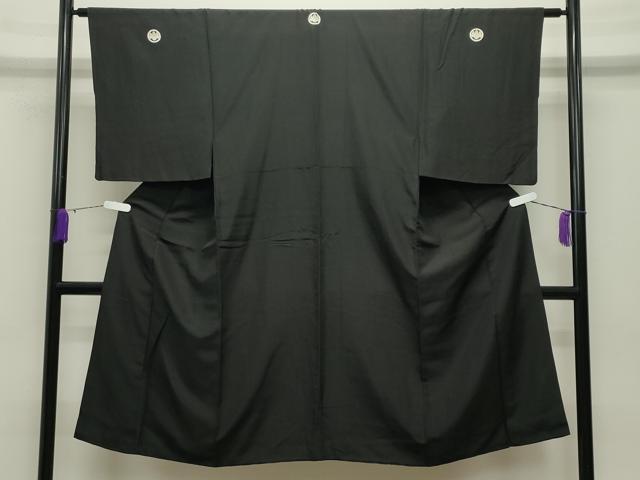 平和屋着物●男性　黒紋付　正絹　逸品　CABC8309gh