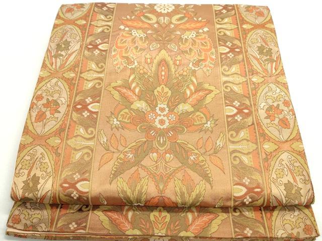 平和屋着物◎六通柄袋帯　更紗花間道　正絹　逸品　DAAX7702qa