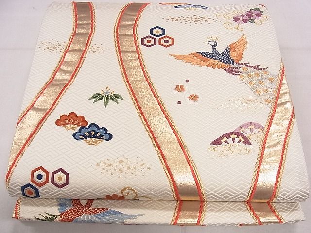 平和屋着物■六通柄袋帯　唐織　立涌花鳥文　金糸　逸品　eg0259