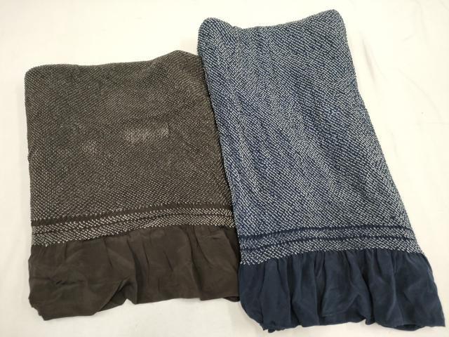 平和屋着物■男性 和装小物 兵児帯2点 総絞り 茶・紺 全て正絹 逸品 AAAP6420uw