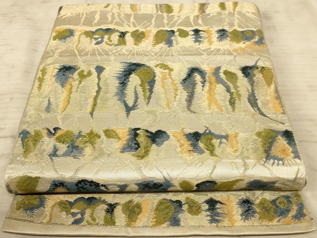 平和屋着物◎八寸名古屋帯　樹林文　金糸　正絹　逸品　AAAZ0817dt