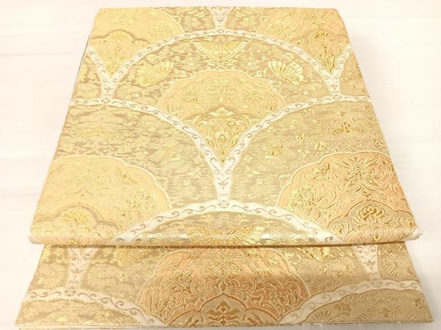 平和屋着物◎六通柄袋帯　花蝶青海波　金糸　正絹　逸品　AABB6043yx