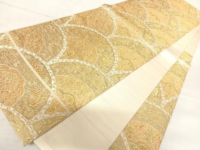 平和屋着物◎六通柄袋帯　花蝶青海波　金糸　正絹　逸品　AABB6043yx