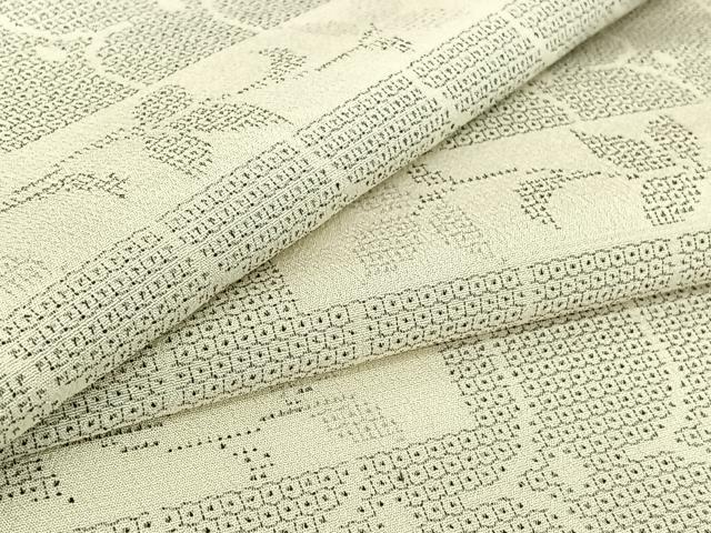 乐天商城 - 平和屋着物▽本塩沢　単衣　110亀甲　横段花文　正絹　逸品　AABG8823jh