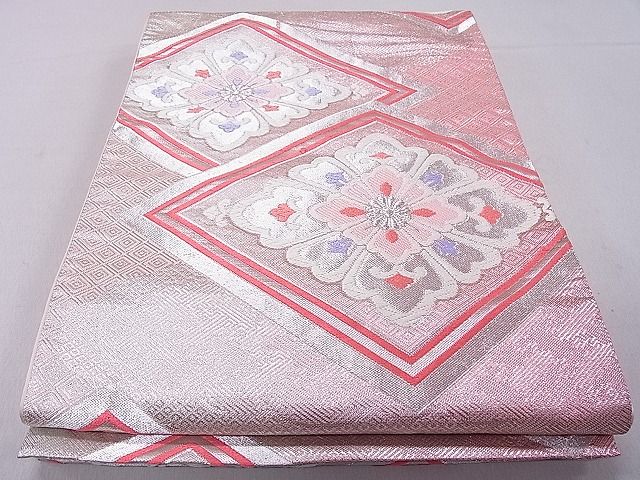 平和屋着物■六通柄袋帯 唐織 正倉院菱花文 銀糸 逸品 vf5789
