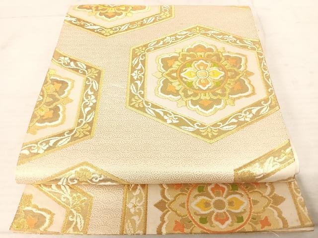 平和屋着物◎六通柄袋帯 正倉院花文 金糸 正絹 逸品 AAAU9928yx