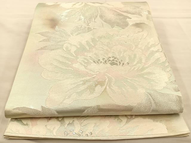 Rakuten - 平和屋着物◎六通柄袋帯　牡丹　銀糸　正絹　逸品　BAAR1623if