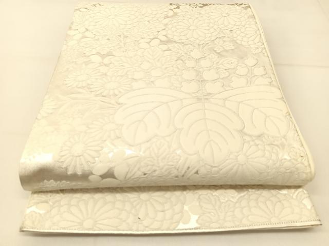 平和屋着物◎六通柄袋帯　唐織　花尽くし　金糸　正絹　逸品　BAAT8128yc