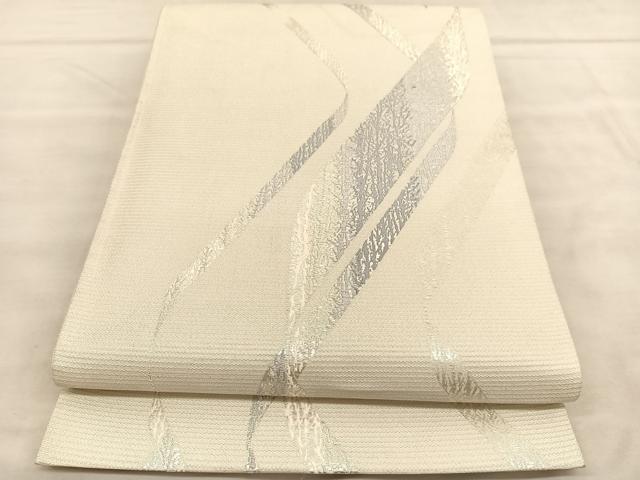 平和屋着物◎六通柄袋帯　唐織　木立文様　銀糸　銀糸　正絹　逸品　BAAU8315hv