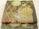 平和屋着物◎六通柄袋帯 向かい鶴正倉院花間道 金糸 正絹 逸品 CAAR9001id