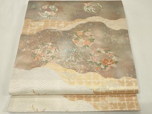 平和屋着物◎六通柄袋帯　道長草花丸文　金銀糸　引箔　正絹　逸品　未使用　CAAZ7809in