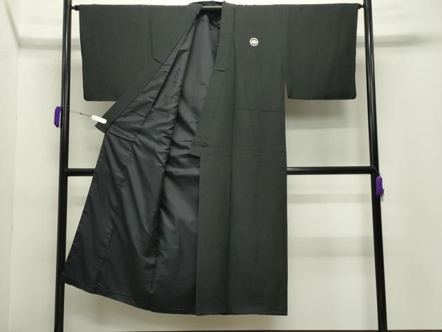 平和屋着物●男性　黒紋付　羽織セット　羽裏：龍　虎　正絹　逸品　未使用　CABC8301gh