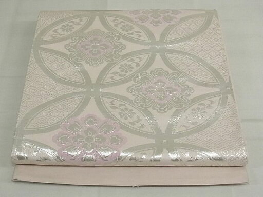 平和屋着物◎六通柄袋帯 唐織 七宝花文 銀糸 正絹 逸品 AAAF3048Bfw 平和屋着物◎六通柄袋帯 唐織 七宝花文 銀糸 正絹 逸品 AAAF3048Bfw