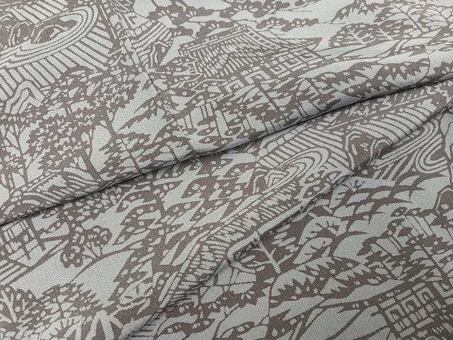 Rakuten - 平和屋着物●上質な小紋　風景草木文　正絹　逸品　AABH6834ph
