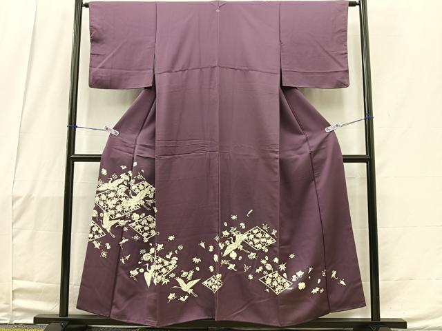 平和屋着物■豪華色留袖 刺繍 飛鶴宝尽くし文 正絹 逸品 BAAN3737bs