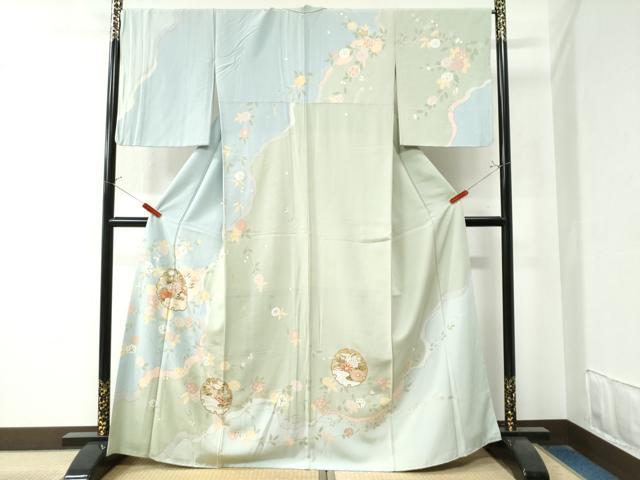 平和屋着物●訪問着　雪輪吉祥草花文　金彩　正絹　逸品　CAAZ3208yc