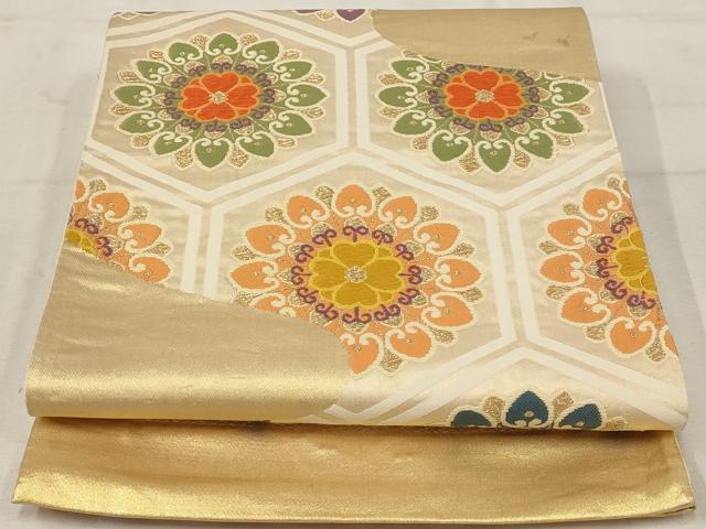 Rakuten - 平和屋着物◎西陣　六通柄袋帯　唐織　亀甲花文　金糸　正絹　逸品　AAAU9323st