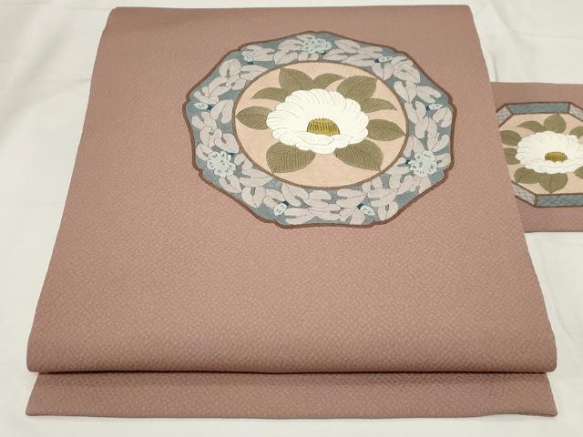 平和屋着物●九寸名古屋帯　絵皿椿文　金彩　正絹　逸品　CAAZ0398dy