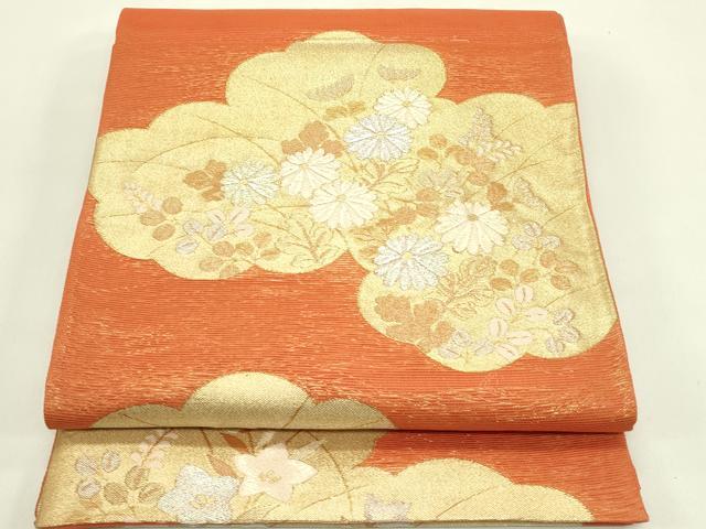 平和屋着物＊夏物 六通柄袋帯 唐織 雲取り秋草文 金銀糸 正絹 逸品 CABJ1659rv