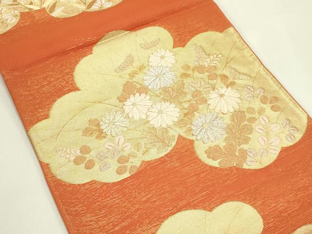平和屋の平和屋着物＊夏物 六通柄袋帯 唐織 雲取り秋草文 金銀糸 正絹 逸品 CABJ1659rv｜アングル2