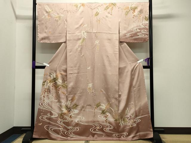 Rakuten - 平和屋着物●訪問着　駒刺繍　流水花蝶文　暈し染め　金彩　正絹　逸品　未使用　CABB0184gh