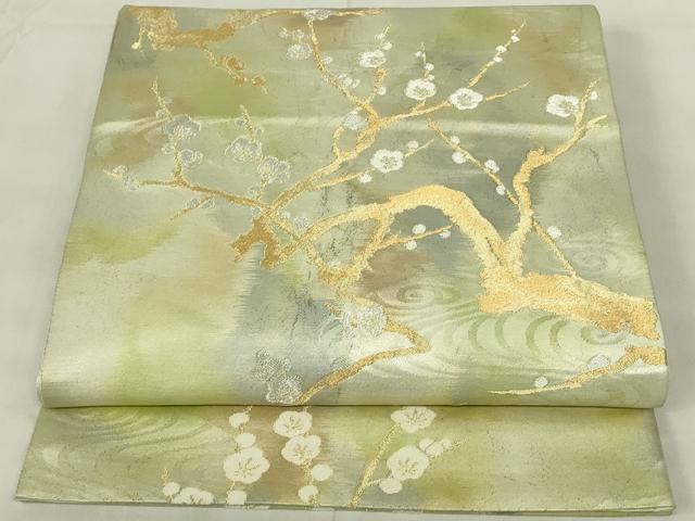 平和屋着物◎六通柄袋帯　錦繍琳派　枝梅文　金銀糸　引箔　正絹　逸品　DABA5550qp