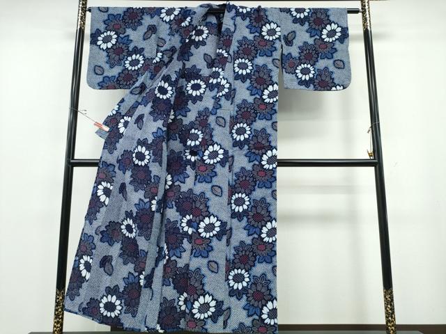 平和屋着物∴夏物 浴衣 菊文 リップル生地 綿 逸品 CABE9181ng