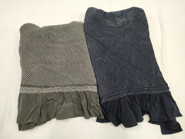 平和屋着物■男性 和装小物 兵児帯2点 総絞り 紺・灰 全て正絹 逸品 AAAP6396uw