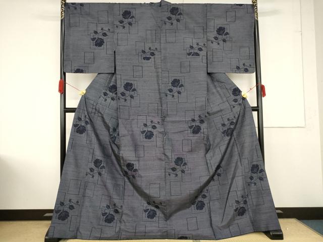 平和屋着物■上質な紬　色紙重ね花文　正絹　逸品　AABA2383ma