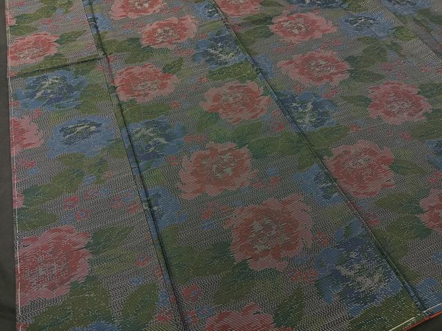 平和屋着物■本場大島紬 牡丹文 証紙付き 正絹 逸品 BAAQ1610fw