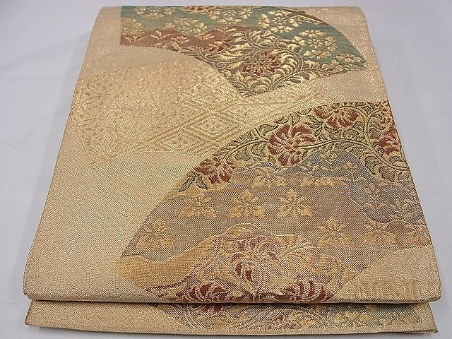 平和屋着物■佐賀錦 六通柄袋帯 地紙重ね吉祥花文 金糸 逸品 ze5946