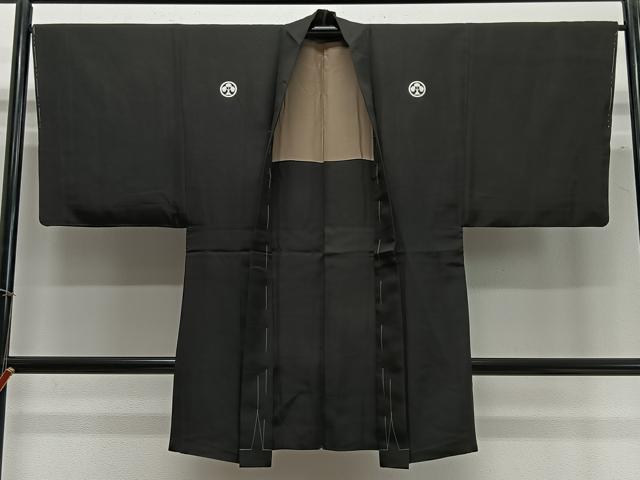 平和屋着物∞男性　長羽織　黒紋付　正絹　逸品　未使用　CABC3175ua