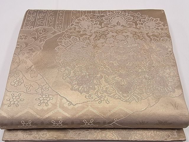 平和屋着物■六通柄袋帯　道長正倉院花文　金糸　逸品　ng3625