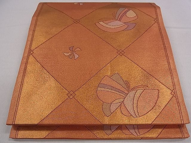 平和屋着物■六通柄　本袋帯　菱舞蝶文　金糸　逸品　ze5782
