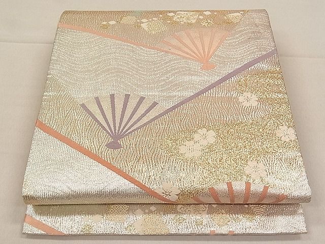 平和屋着物◎六通柄袋帯　扇面舞花文　金銀糸　逸品　CAAC8418ca