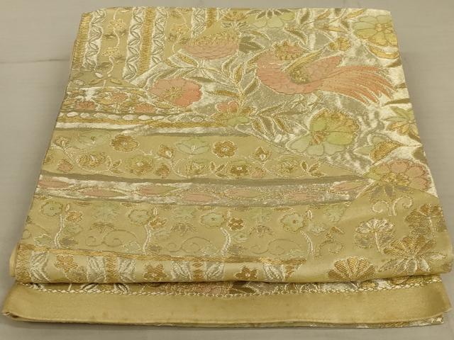Other - 平和屋着物◎六通柄袋帯　鳳凰花文　金糸　正絹　逸品　AAAX0819ou